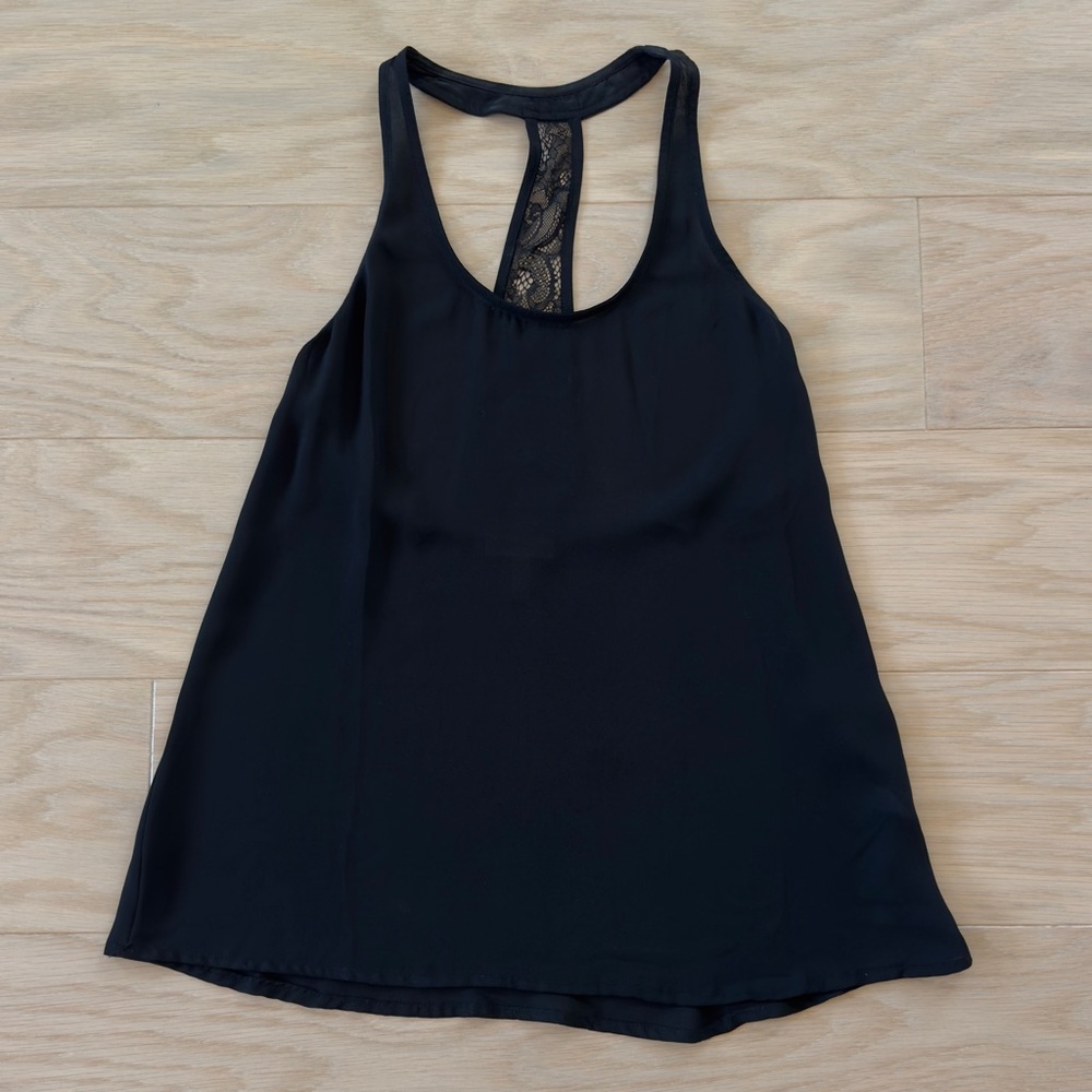 Leith racerback black lace tank women’s size XS